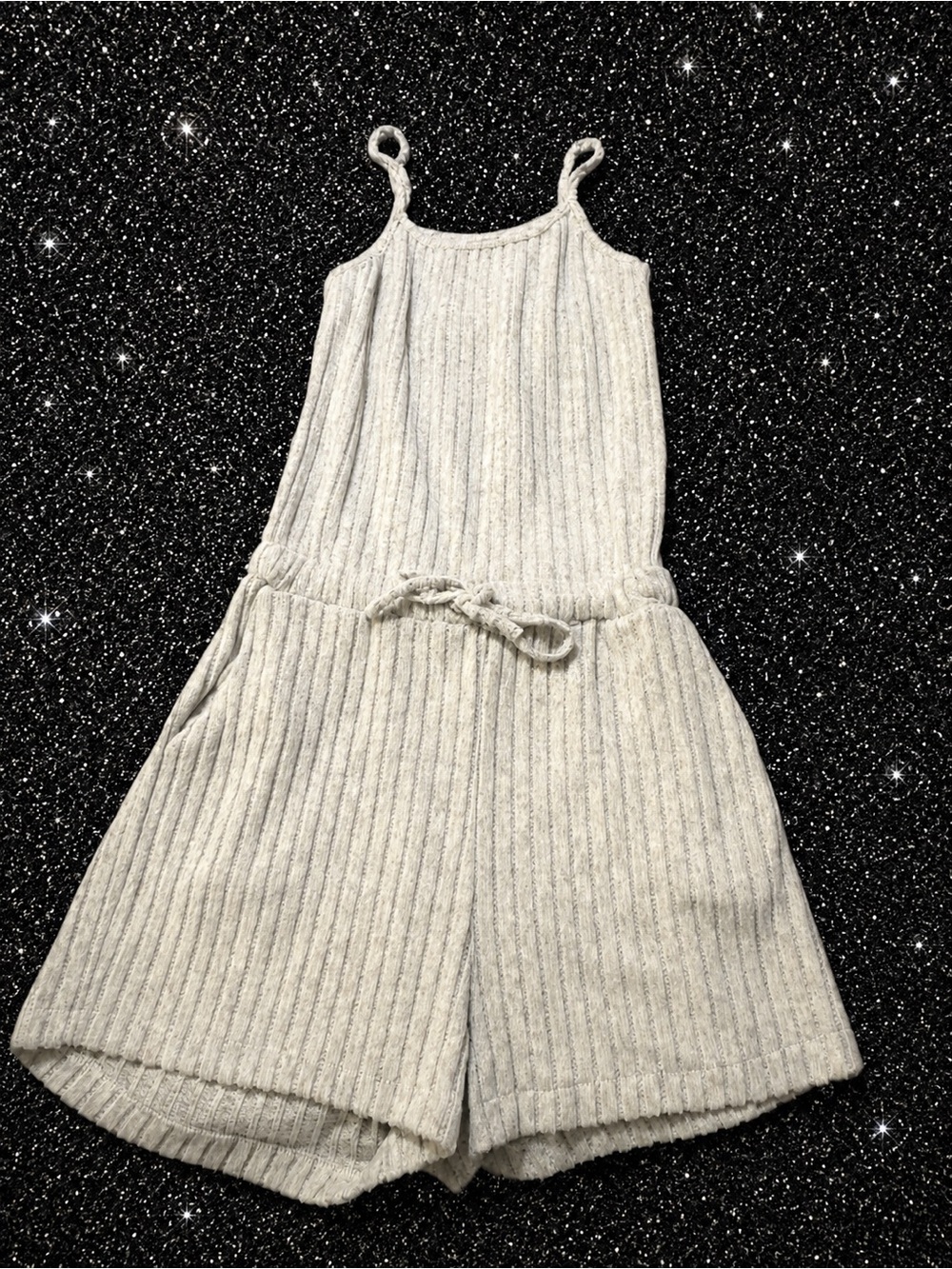 Ekouaer Gray Romper Spaghetti Strap Short Jumpsuit, Drawstring Waist Medium NWOT